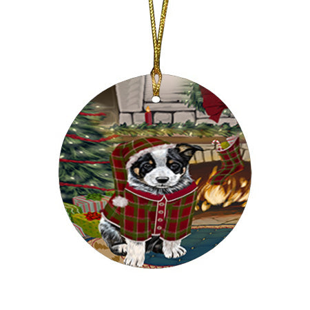 The Stocking was Hung Australian Cattle Dog Round Flat Christmas Ornament RFPOR55528