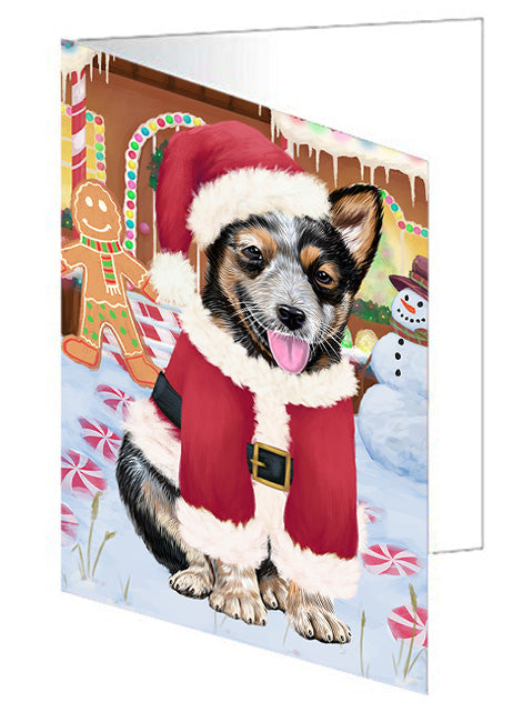 Christmas Gingerbread House Candyfest Australian Cattle Dog Handmade Artwork Assorted Pets Greeting Cards and Note Cards with Envelopes for All Occasions and Holiday Seasons GCD72950