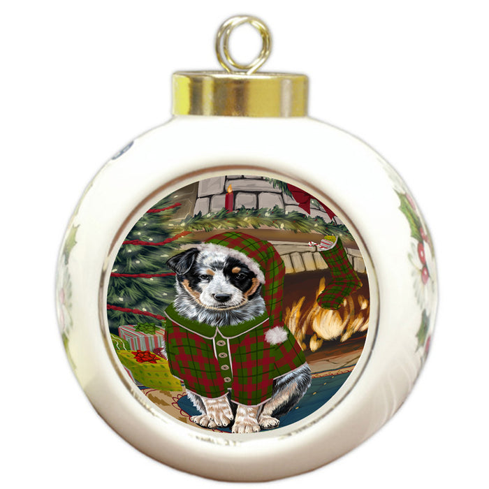 The Stocking was Hung Australian Cattle Dog Round Ball Christmas Ornament RBPOR55529