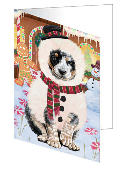 Christmas Gingerbread House Candyfest Australian Cattle Dog Handmade Artwork Assorted Pets Greeting Cards and Note Cards with Envelopes for All Occasions and Holiday Seasons GCD72953