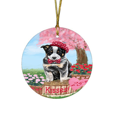 Rosie 25 Cent Kisses Australian Cattle Dog Round Flat Christmas Ornament RFPOR56155