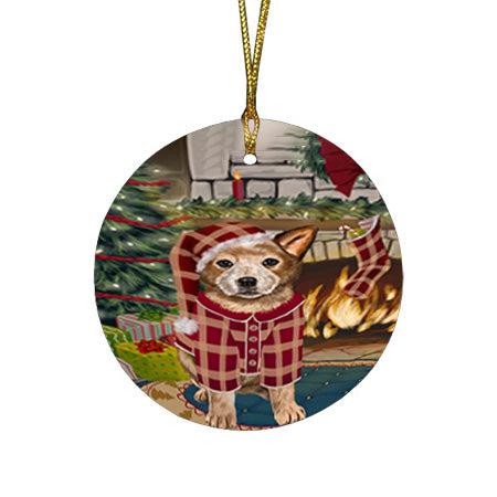 The Stocking was Hung Australian Cattle Dog Round Flat Christmas Ornament RFPOR55530