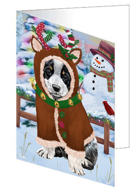 Christmas Gingerbread House Candyfest Australian Cattle Dog Handmade Artwork Assorted Pets Greeting Cards and Note Cards with Envelopes for All Occasions and Holiday Seasons GCD72956