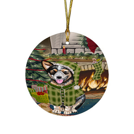 The Stocking was Hung Australian Cattle Dog Round Flat Christmas Ornament RFPOR55531