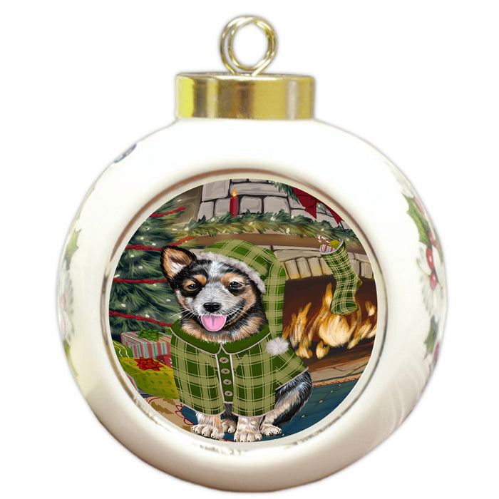The Stocking was Hung Australian Cattle Dog Round Ball Christmas Ornament RBPOR55531