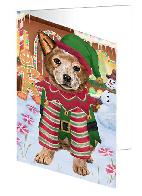 Christmas Gingerbread House Candyfest Australian Cattle Dog Handmade Artwork Assorted Pets Greeting Cards and Note Cards with Envelopes for All Occasions and Holiday Seasons GCD72959