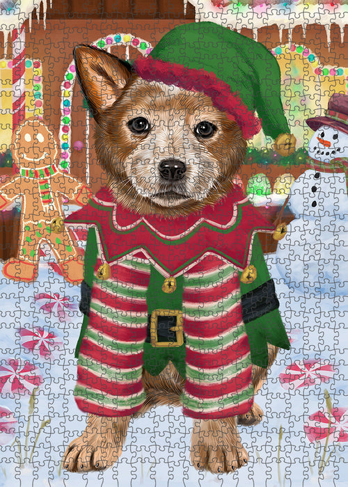 Christmas Gingerbread House Candyfest Australian Cattle Dog Puzzle with Photo Tin PUZL92792
