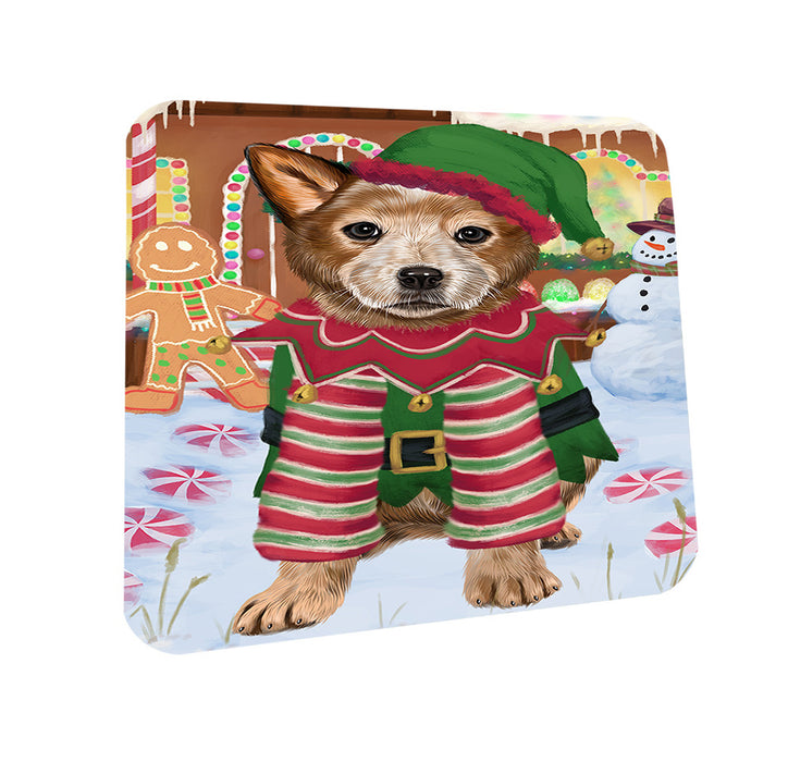 Christmas Gingerbread House Candyfest Australian Cattle Dog Coasters Set of 4 CST56106