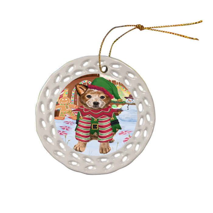 Christmas Gingerbread House Candyfest Australian Cattle Dog Ceramic Doily Ornament DPOR56504