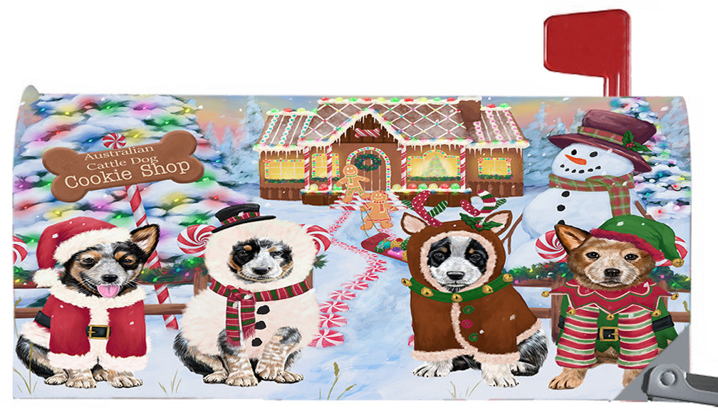 Christmas Holiday Gingerbread Cookie Shop Australian Cattle Dogs 6.5 x 19 Inches Magnetic Mailbox Cover Post Box Cover Wraps Garden Yard Décor MBC48958