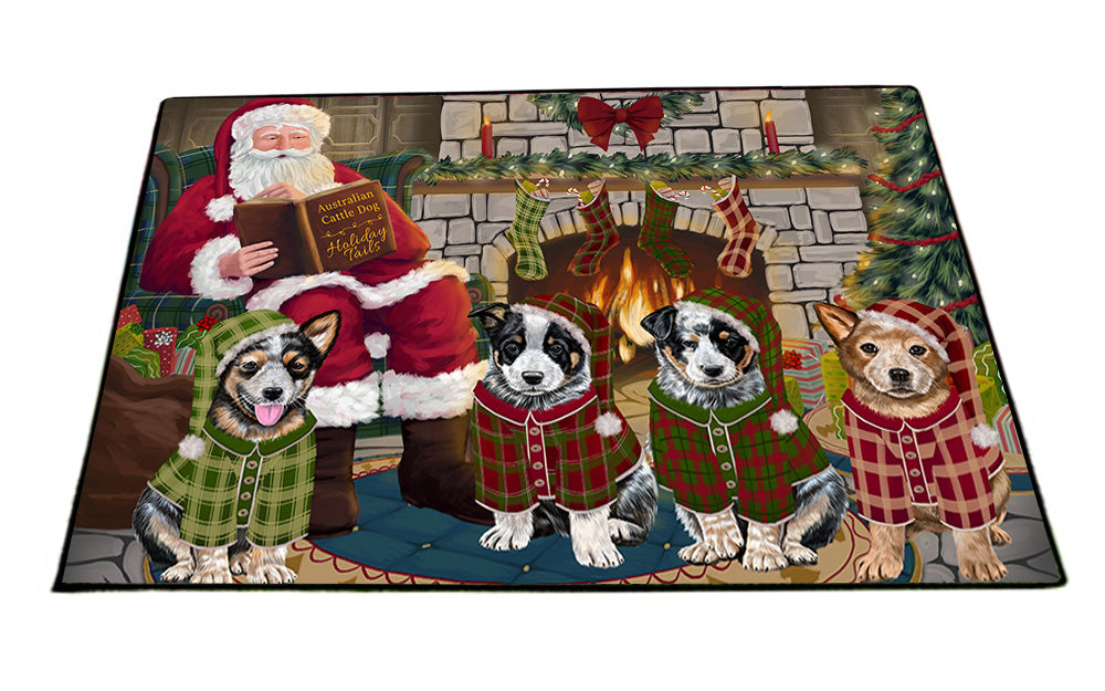 Christmas Cozy Holiday Tails Australian Cattle Dogs Floormat FLMS52560