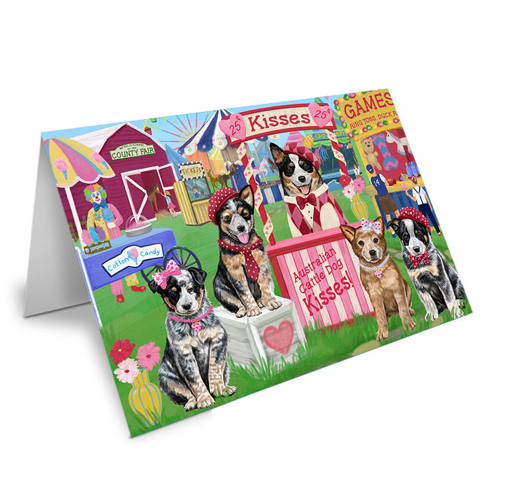 Carnival Kissing Booth Australian Cattle Dogs Handmade Artwork Assorted Pets Greeting Cards and Note Cards with Envelopes for All Occasions and Holiday Seasons GCD71840