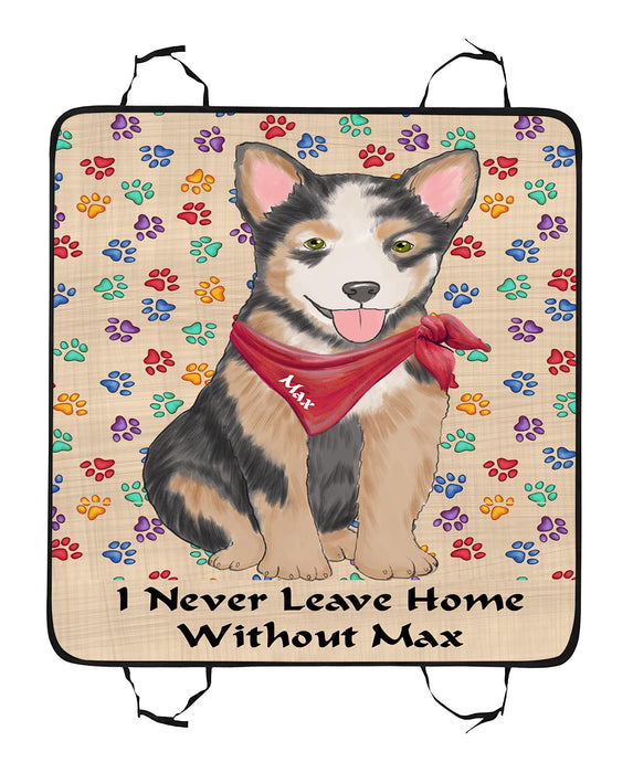 Personalized I Never Leave Home Paw Print Australian Cattle Dogs Pet Back Car Seat Cover