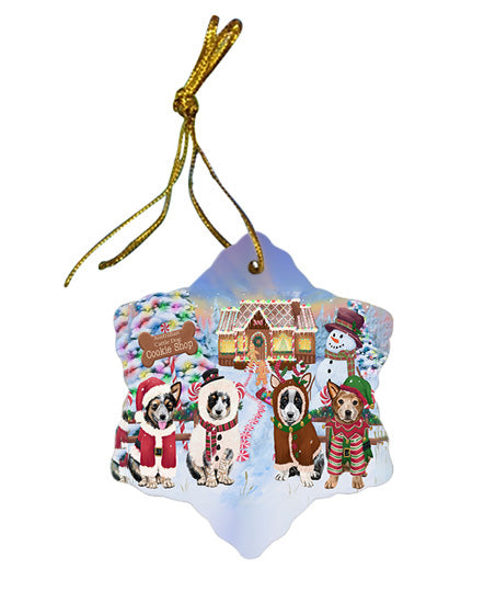Holiday Gingerbread Cookie Shop Australian Cattle Dogs Star Porcelain Ornament SPOR56453