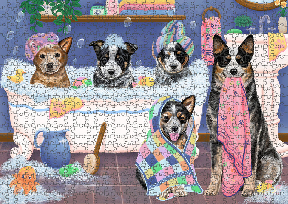 Rub A Dub Dogs In A Tub Australian Cattle Dogs Puzzle with Photo Tin PUZL95220