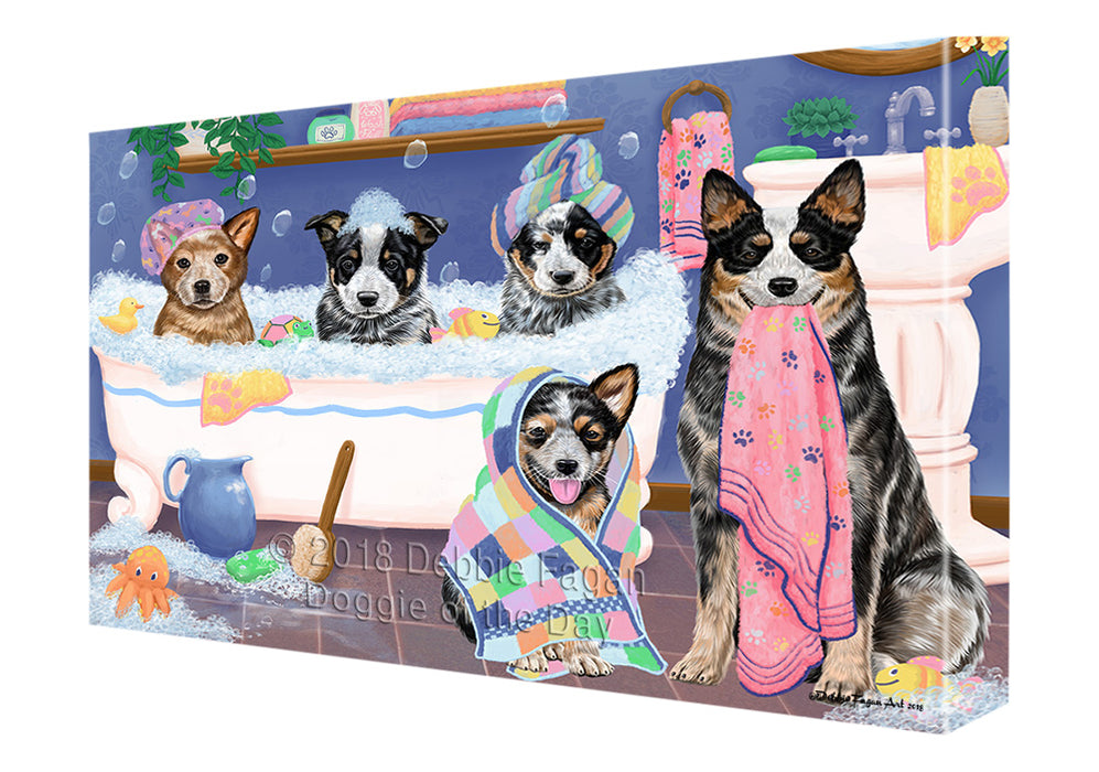 Rub A Dub Dogs In A Tub Australian Cattle Dogs Canvas Print Wall Art Décor CVS133019