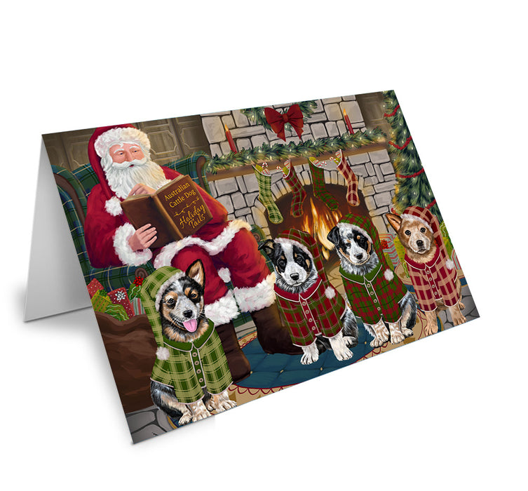 Christmas Cozy Holiday Tails Australian Cattle Dogs Handmade Artwork Assorted Pets Greeting Cards and Note Cards with Envelopes for All Occasions and Holiday Seasons GCD69788