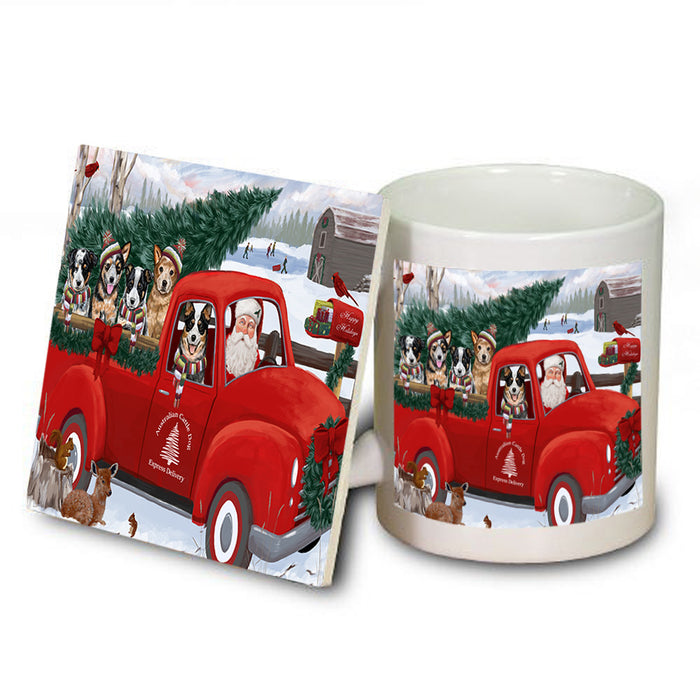 Christmas Santa Express Delivery Australian Cattle Dogs Family Mug and Coaster Set MUC54994