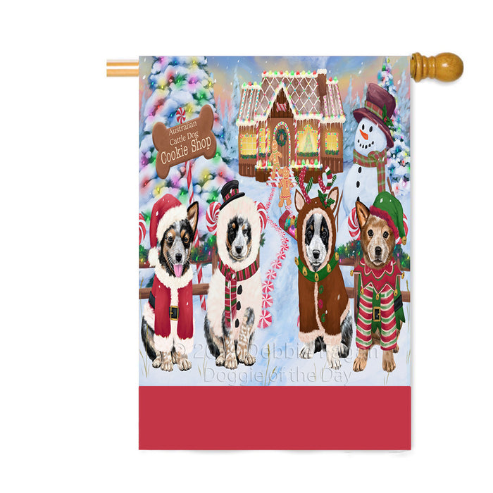 Personalized Holiday Gingerbread Cookie Shop Australian Cattle Dogs Custom House Flag FLG-DOTD-A59227