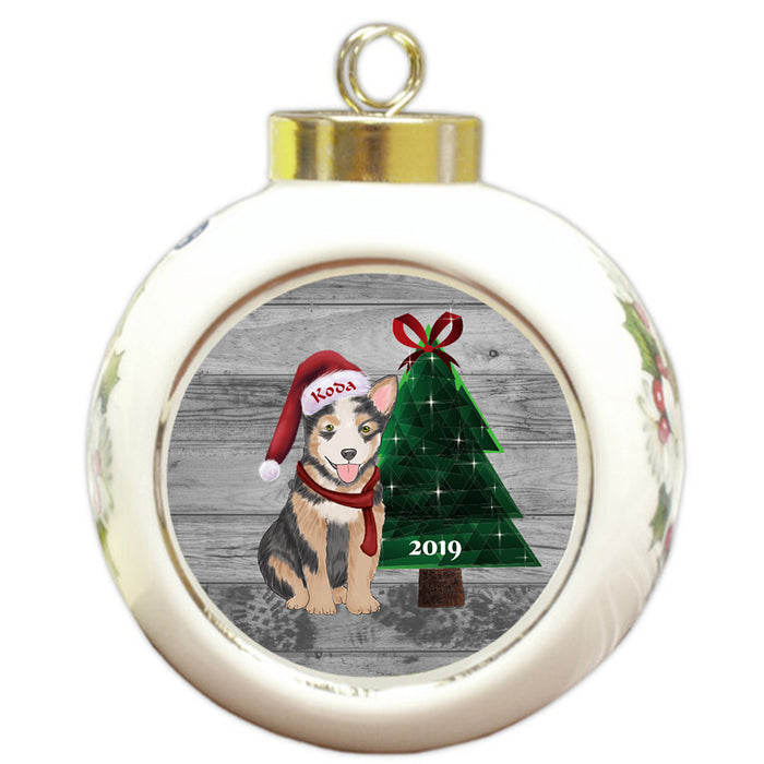 Custom Personalized Australian Cattle Dog Glassy Classy Christmas Round Ball Ornament