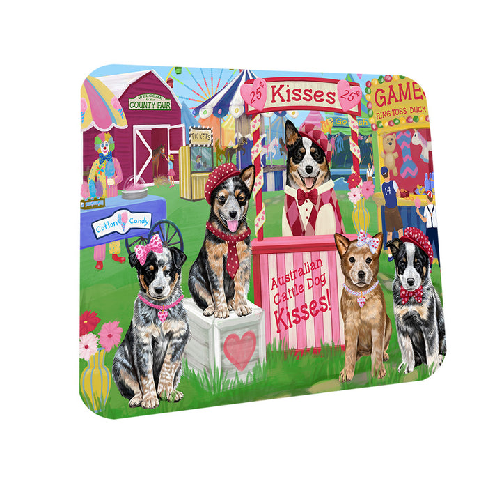 Carnival Kissing Booth Australian Cattle Dogs Coasters Set of 4 CST55733