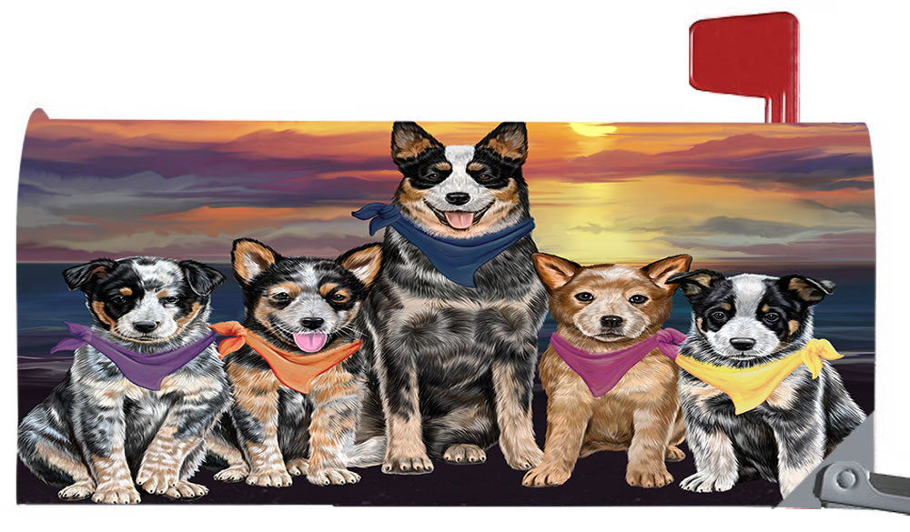 Family Sunset Portrait Australian Cattle Dogs Magnetic Mailbox Cover MBC48440