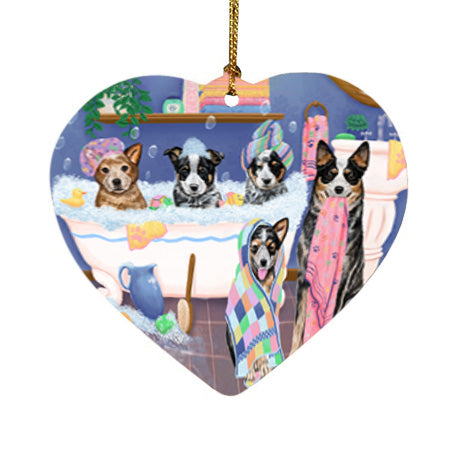 Rub A Dub Dogs In A Tub Australian Cattle Dogs Heart Christmas Ornament HPOR57111