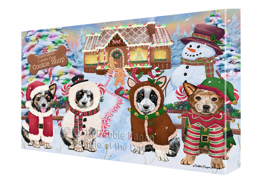 Holiday Gingerbread Cookie Shop Australian Cattle Dogs Canvas Print Wall Art Décor CVS127097