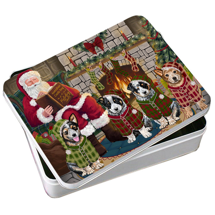 Christmas Cozy Holiday Tails Australian Cattle Dogs Photo Storage Tin PITN55034