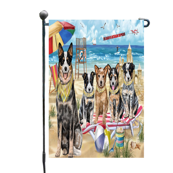 Pet Friendly Beach Australian Cattle Dogs Garden Flags Outdoor Decor for Homes and Gardens Double Sided Garden Yard Spring Decorative Vertical Home Flags Garden Porch Lawn Flag for Decorations