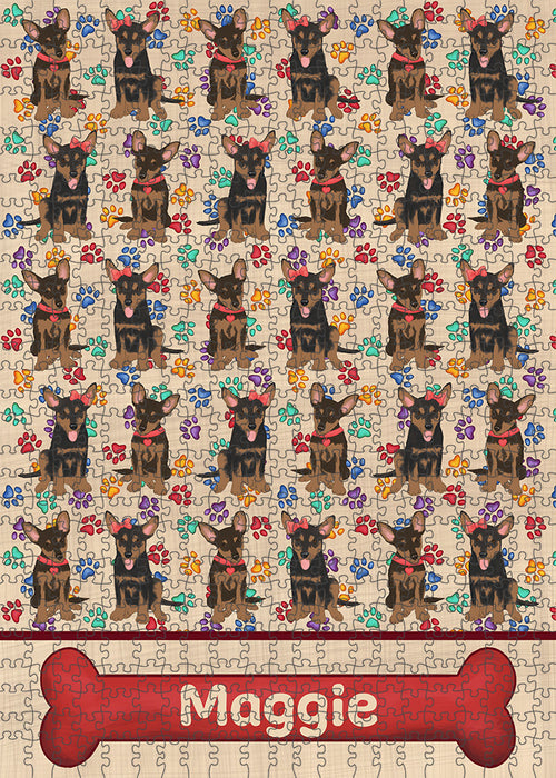 Rainbow Paw Print Australian Kelpie Dogs Puzzle with Photo Tin PUZL97516