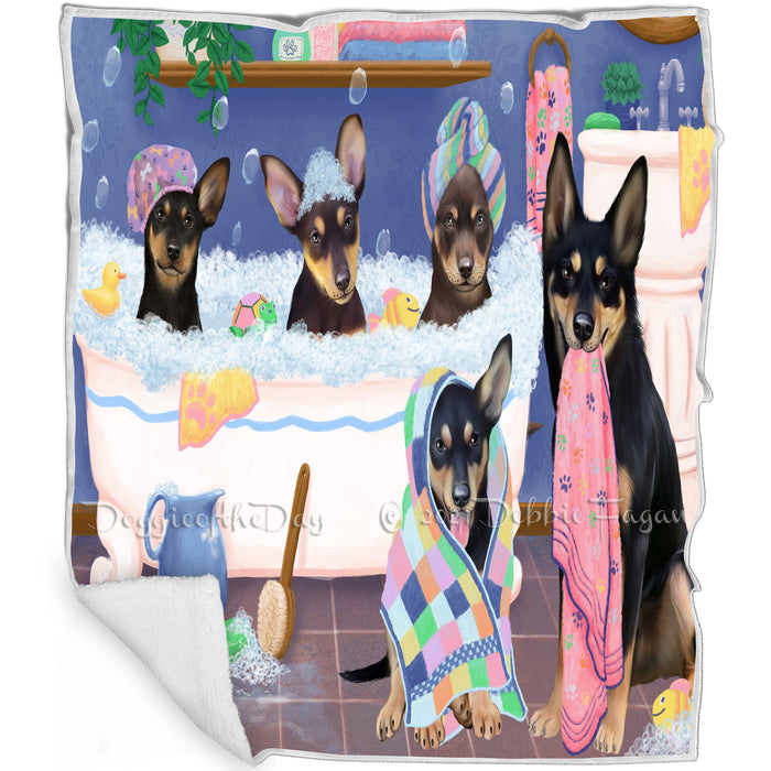 Rub A Dub Dogs In A Tub Australian Kelpies Dog Blanket BLNKT130224