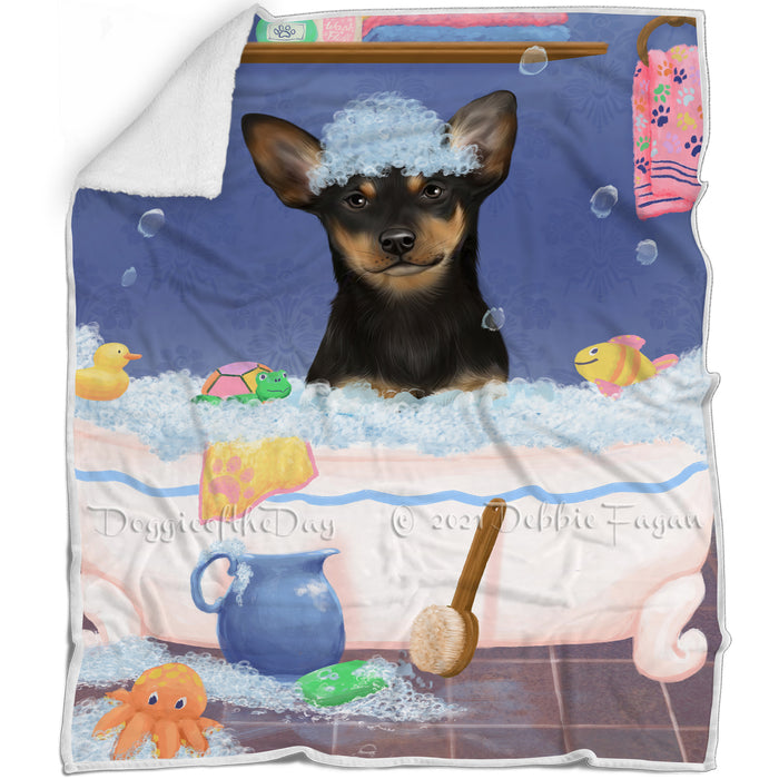 Rub A Dub Dog In A Tub Australian Kelpie Dog Blanket BLNKT142992