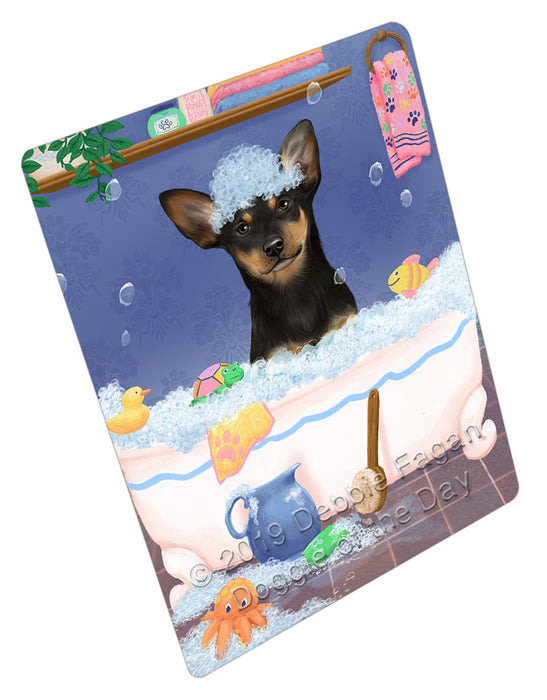 Rub A Dub Dog In A Tub Australian Kelpie Dog Cutting Board - For Kitchen - Scratch & Stain Resistant - Designed To Stay In Place - Easy To Clean By Hand - Perfect for Chopping Meats, Vegetables, CA81558