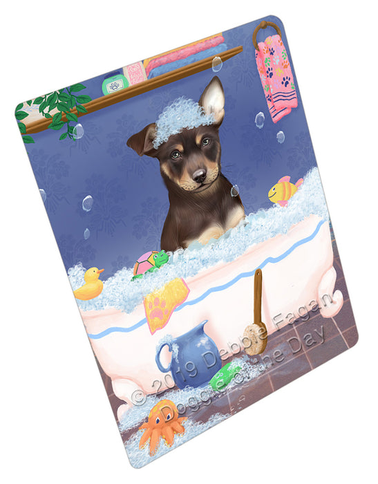 Rub A Dub Dog In A Tub Australian Kelpie Dog Cutting Board - For Kitchen - Scratch & Stain Resistant - Designed To Stay In Place - Easy To Clean By Hand - Perfect for Chopping Meats, Vegetables, CA81560