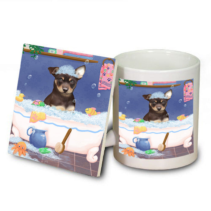 Rub A Dub Dog In A Tub Australian Kelpie Dog Mug and Coaster Set MUC57289