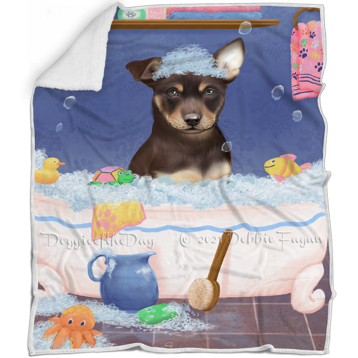 Rub A Dub Dog In A Tub Australian Kelpie Dog Blanket BLNKT142993