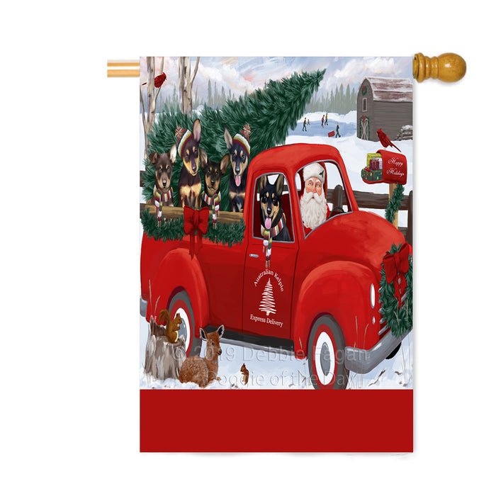 Personalized Christmas Santa Red Truck Express Delivery Australian Kelpie Dogs Custom House Flag FLG-DOTD-A57675