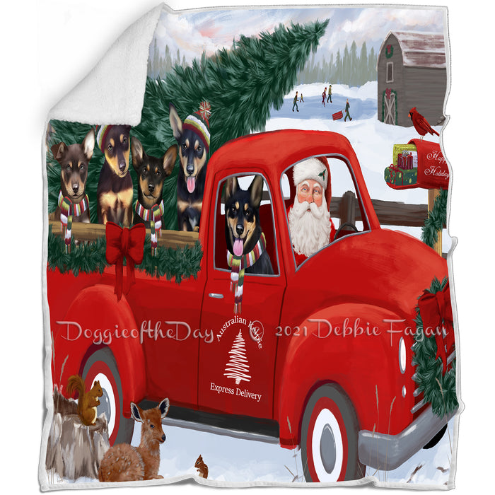 Christmas Santa Express Delivery Red Truck Australian Kelpies Dog Family Blanket BLNKT112395