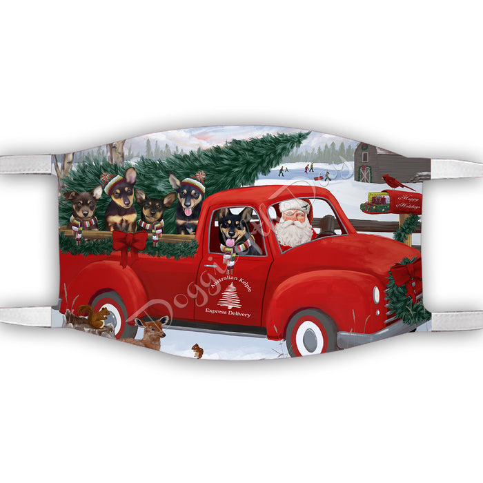 Christmas Santa Express Delivery Red Truck Australian Kelpies Dogs Face Mask FM48405