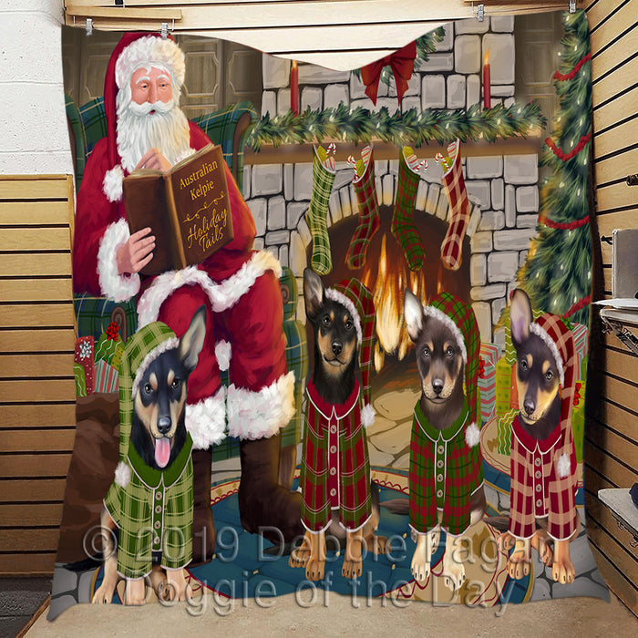 Christmas Cozy Holiday Fire Tails Australian Kelpies Dogs Quilt