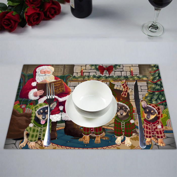 Christmas Cozy Holiday Fire Tails Australian Kelpies Dogs Placemat