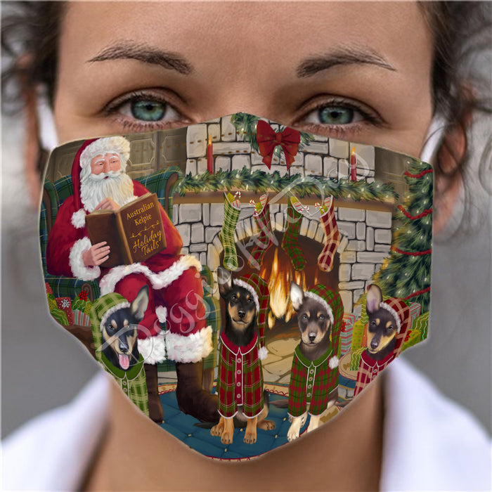 Christmas Cozy Holiday Fire Tails Australian Kelpies Dogs Face Mask FM48599