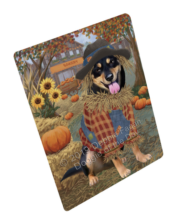 Halloween 'Round Town And Fall Pumpkin Scarecrow Both Australian Kelpie Dogs Cutting Board C77206