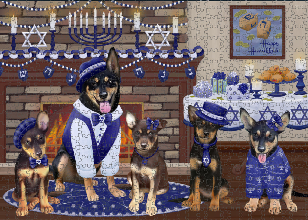 Happy Hanukkah Family and Happy Hanukkah Both Australian Kelpie Dogs Puzzle with Photo Tin PUZL96652