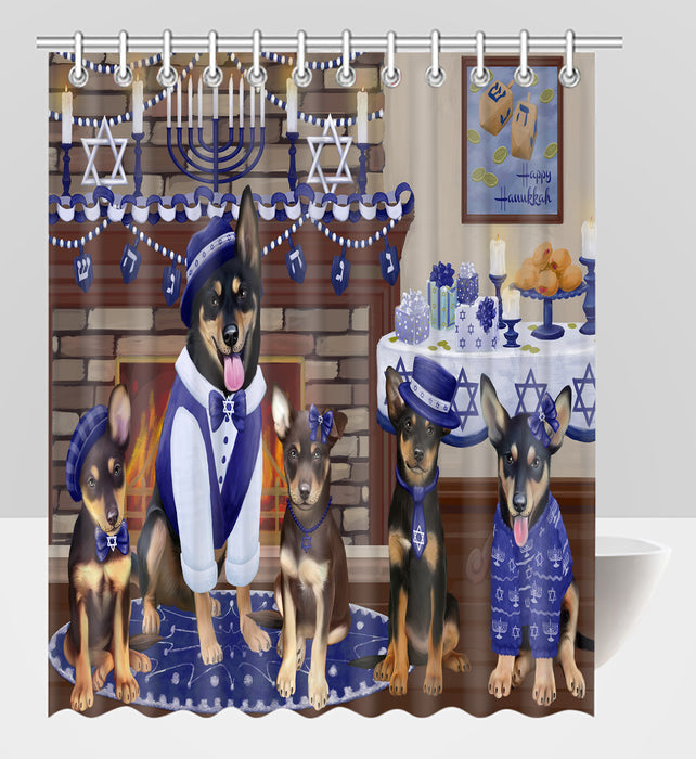 Happy Hanukkah Family Australian Kelpies Dogs Shower Curtain