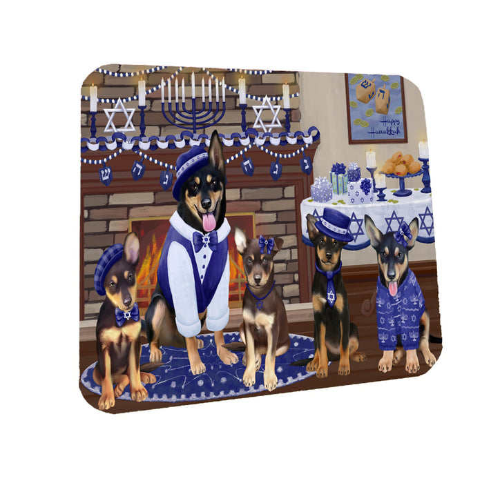Happy Hanukkah Family Australian Kelpie Dogs Coasters Set of 4 CSTA57542