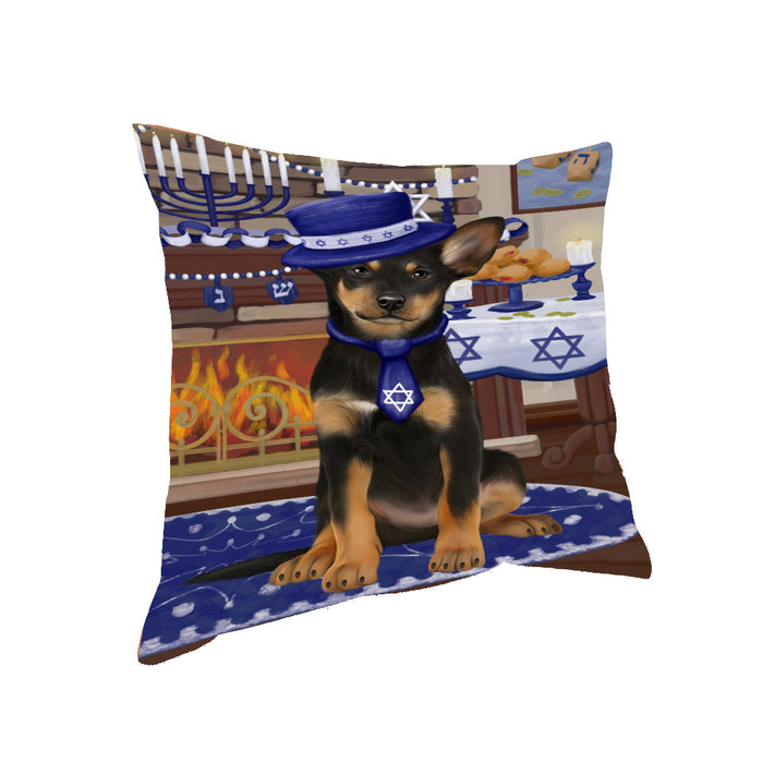 Happy Hanukkah Family and Happy Hanukkah Both Australian Kelpie Dog Pillow PIL82968
