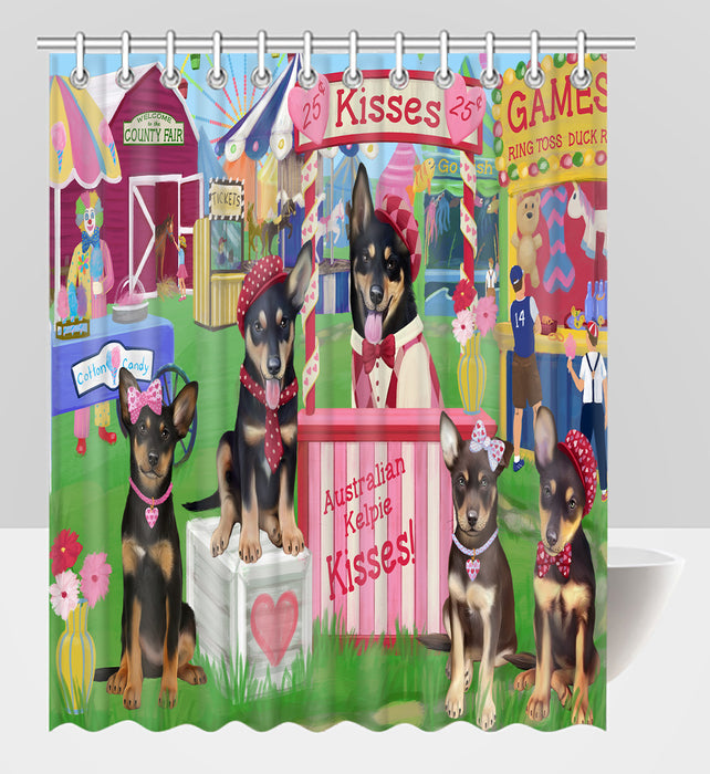 Carnival Kissing Booth Australian Kelpie Dogs Shower Curtain