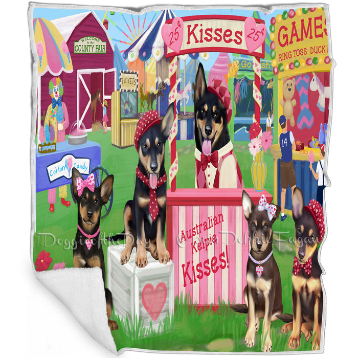 Carnival Kissing Booth Australian Kelpies Dog Blanket BLNKT121404